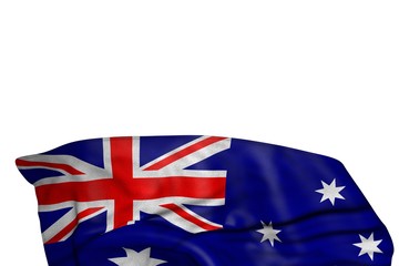 wonderful day of flag 3d illustration. - Australia flag with large folds lying in the bottom isolated on white