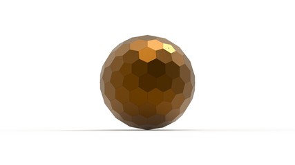 3d rendering of a honeycomb hexagon sphere isolated on white