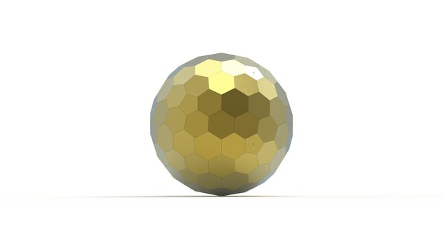 3d rendering of a honeycomb hexagon sphere isolated on white