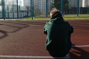 Man on the stadium