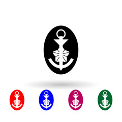 Japan field cap badge military ranks and insignia multi color icon. Simple glyph, flat vector of military ranks and insignia of japan icons for ui and ux, website or mobile