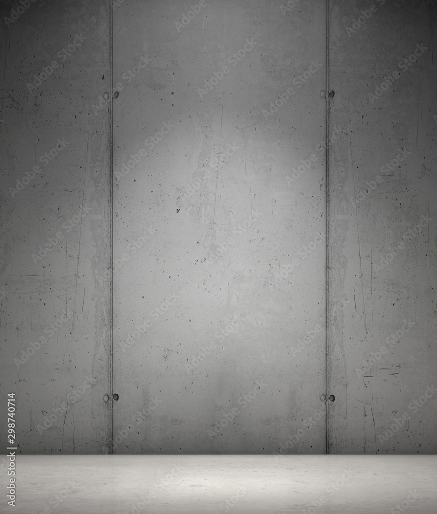 Wall mural Modern Exposed Concrete Wall Background with Spot Light Floor