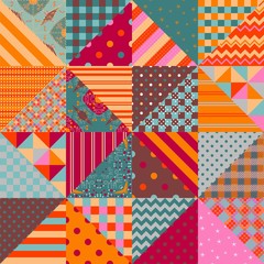 Quilting design background. Seamless patchwork pattern in ethnic style.
