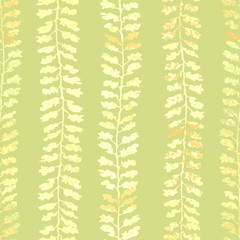 Vector seamless background with colorful watercolor illustration of stripe of herbs or plants. Can be used for wallpaper, pattern fills, web page, surface textures, textile print, wrapping paper