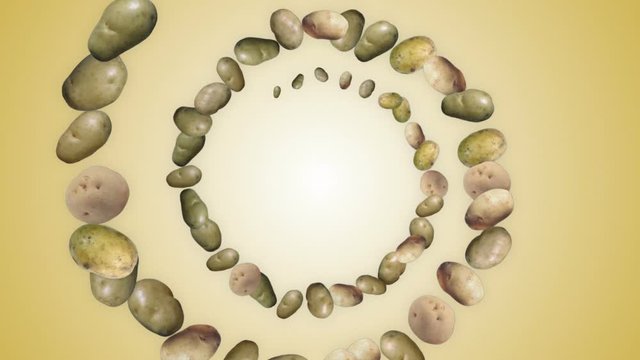 Falling Potato Background, Animation, Rendering, with Alpha Channel, 4k