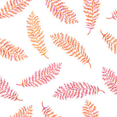 Vector seamless background with colorful watercolor illustration of herbs, plants. Can be used for wallpaper, pattern fills, web page, surface textures, textile print, wrapping paper