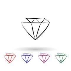 Diamond sketch style multi color icon. Simple thin line, outline vector of banking icons for ui and ux, website or mobile application