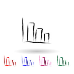 Business chart sketch style multi color icon. Simple thin line, outline vector of banking icons for ui and ux, website or mobile application