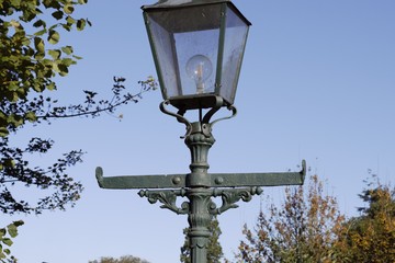 street lamp on blue sky background