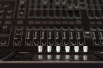 Audio sound mixer console. Audio mixer, music equipment. broadcasting tools, mixer, synthesizer....