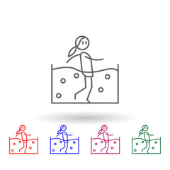 Water, physiotherapy, woman multi color icon. Simple thin line, outline vector of physiotherapy icons for ui and ux, website or mobile application