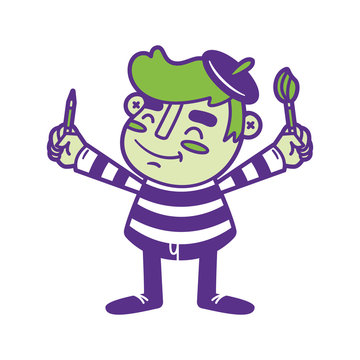 recommend clip art: Artista pintor dibujante ilustración vectorial de niño artístico