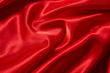 Plakat Luxury red satin smooth fabric background for celebration, ceremony, event invitation card or advertising poster