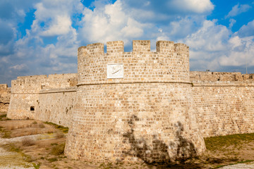 Fototapeta na wymiar Othello Venethian castle tower and walls, Famagusta, North Cyprus