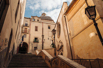 CAGLIARI, ITALY /OCTOBER 2019: Street life in the old town