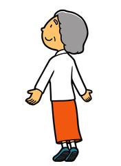 イラスト｜高齢者｜深呼吸｜おばあちゃん｜背景ナシ