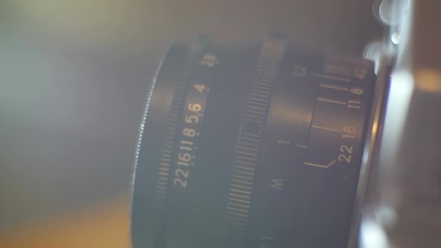 Close up of vintage film camera