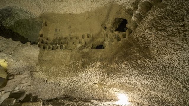 Bell cave at Beit Guvrin national park, Israel, timelapse 4k panoramic view