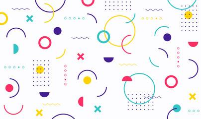 Mega set of memphis design elements, template for your project. Big colorful vector collection