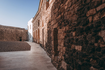 CASTELSARDO, SARDINIA / OCTOBER 2019: Outside walls of the main cathedral