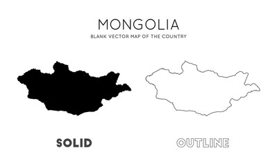 Mongolia map. Blank vector map of the Country. Borders of Mongolia for your infographic. Vector illustration.