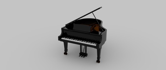 Extremely detailed and realistic 3d illustration of a Piano.