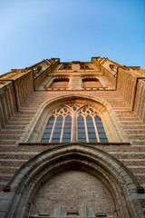 View on tower in small Dutch town Goedereede on sunset, Zeeland, Netherlands