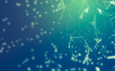 Abstract background. Molecules technology with polygonal shapes, connecting dots and lines. Connection structure. Big data visualization.