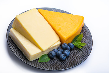 Cheddar cheese collection, variety of Cheddar cheese made from cow milk