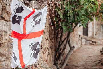 The iconic sardinian flag with the four heads