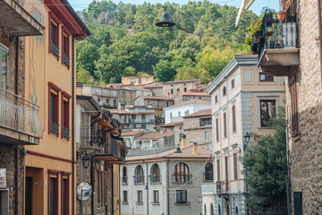 Obraz premium GAVOI, ITALY / OCTOBER 2019: Street life in the rural village in Barbagia, Sardinia