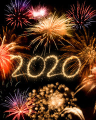 2020 New Year fireworks background