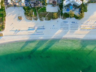 Aerial view of St Pete beach and resorts in St Petersburg, Florida USA 
