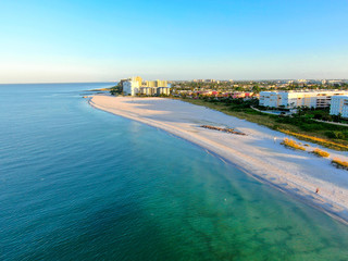 Aerial view of St Pete beach and resorts in St Petersburg, Florida USA 