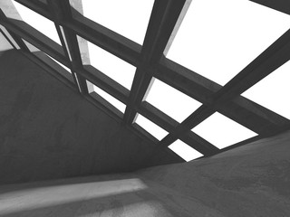 Fototapeta premium Dark concrete empty room. Modern architecture design