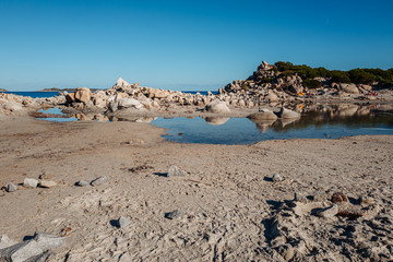 Fototapeta na wymiar VILLASIMIUS, ITALY / OCTOBER 2019: The wonderful beach of Punta Molentis in the south of Sardinia