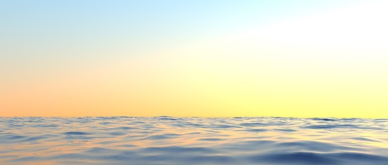 Extremely detailed and realistic high resolution 3d illustration of a sunset at the sea