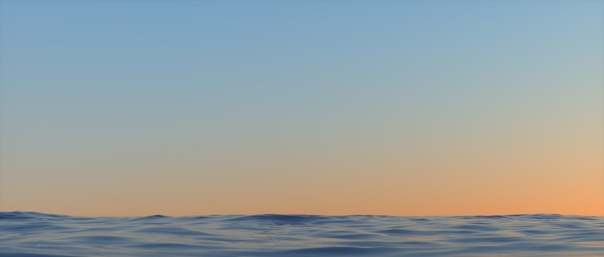 Extremely detailed and realistic high resolution 3d illustration of a sunset at the sea