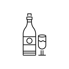 Winter champagne glass icon. Simple line, outline vector of Christmas icons for ui and ux, website or mobile application
