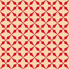 Vector abstract geometric seamless pattern. Elegant red and beige ornament