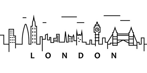 London cityscape illustration. Simple line, outline vector of city landscape icons for ui and ux, website or mobile application on white background
