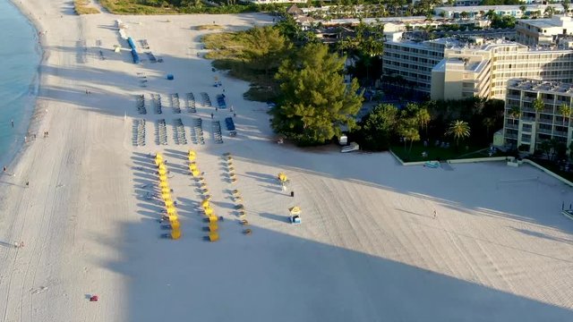 Aerial view of St Pete beach and resorts in St Petersburg, Florida USA 