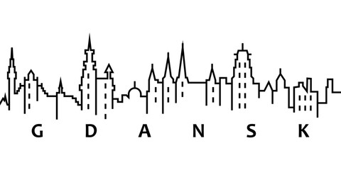 Gdansk cityscape illustration. Simple line, outline vector of city landscape icons for ui and ux, website or mobile application on white background