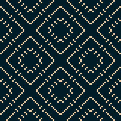 Vector geometric traditional folk ornament. Black and yellow seamless pattern