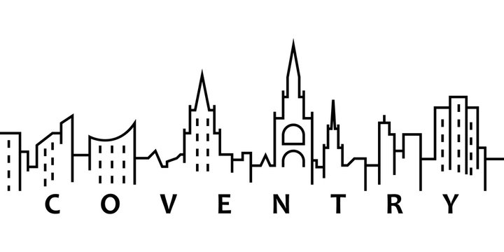 Coventry cityscape illustration. Simple line, outline vector of city landscape icons for ui and ux, website or mobile application on white background