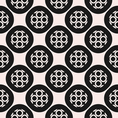 Monochrome seamless pattern. Vector ornamental texture, circular lattice