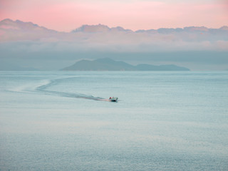 Fototapeta premium The main transport of the Nicoya gulf's islands in Costa Rica