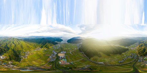 High Angle Aerial 360 Virtual Reality Photo of Shiga Rural Countryside