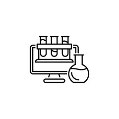 Online science test monitor simple line icon