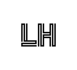 Initial two letter black line shape logo vector LH